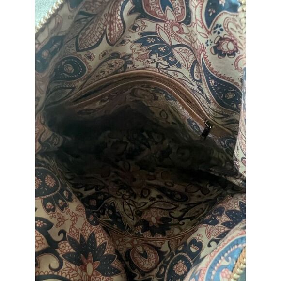 Brown Faux Leather Fold Over Bucket Shoulder Convertible Backpack - Picture 6 of 8